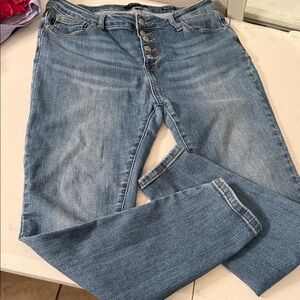 Judy Blue Medium Wash Skinny Jeans with Button-Fly